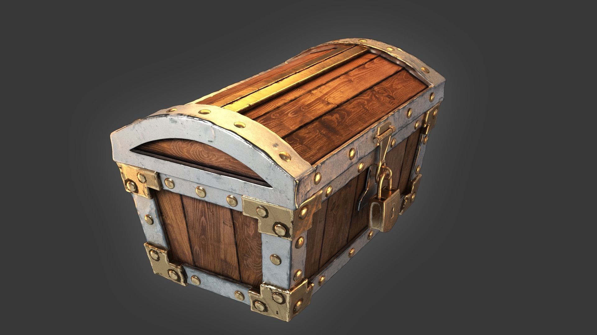 Treasure Chest with lock 3D model_4