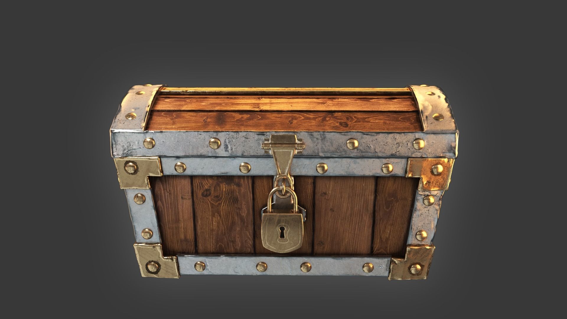 Treasure Chest with lock 3D model_2