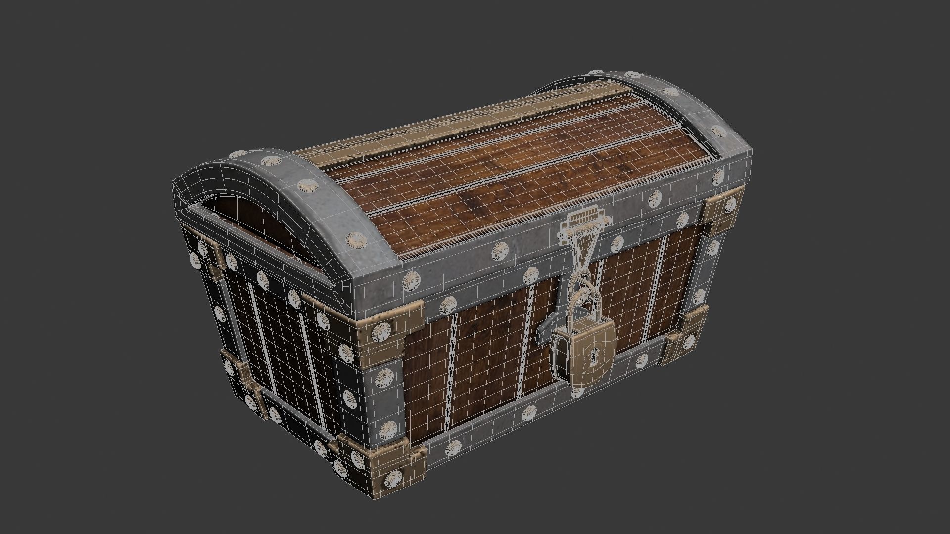 Treasure Chest with lock 3D model_9