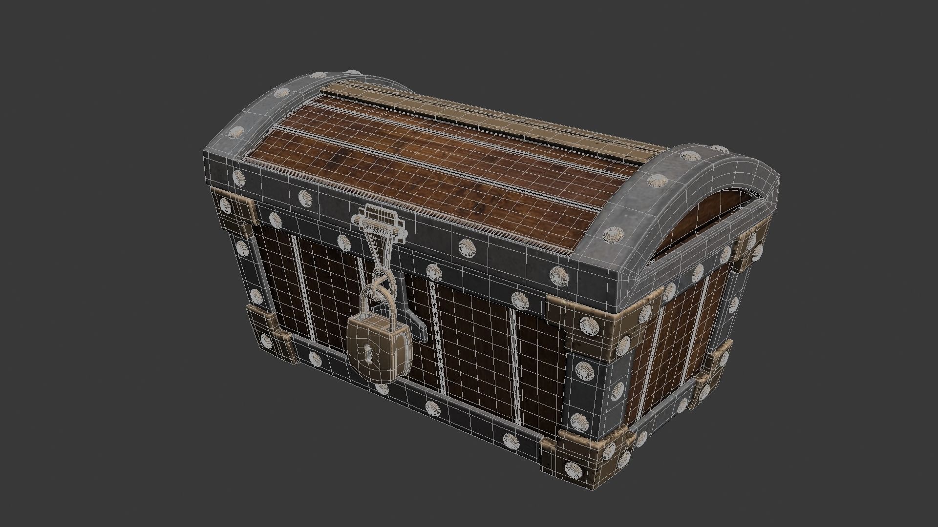 Treasure Chest with lock 3D model_11