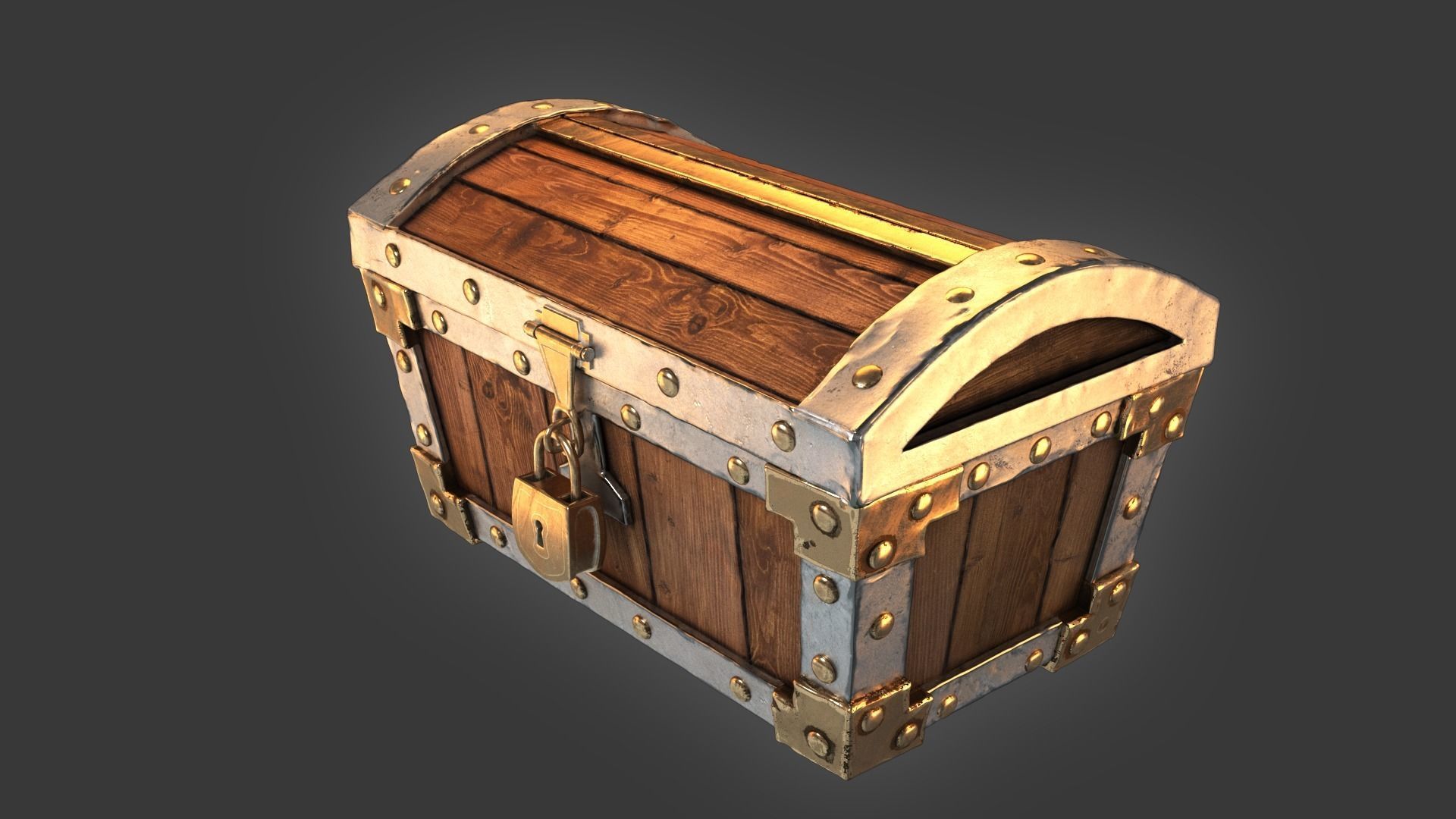 Treasure Chest with lock 3D model_7