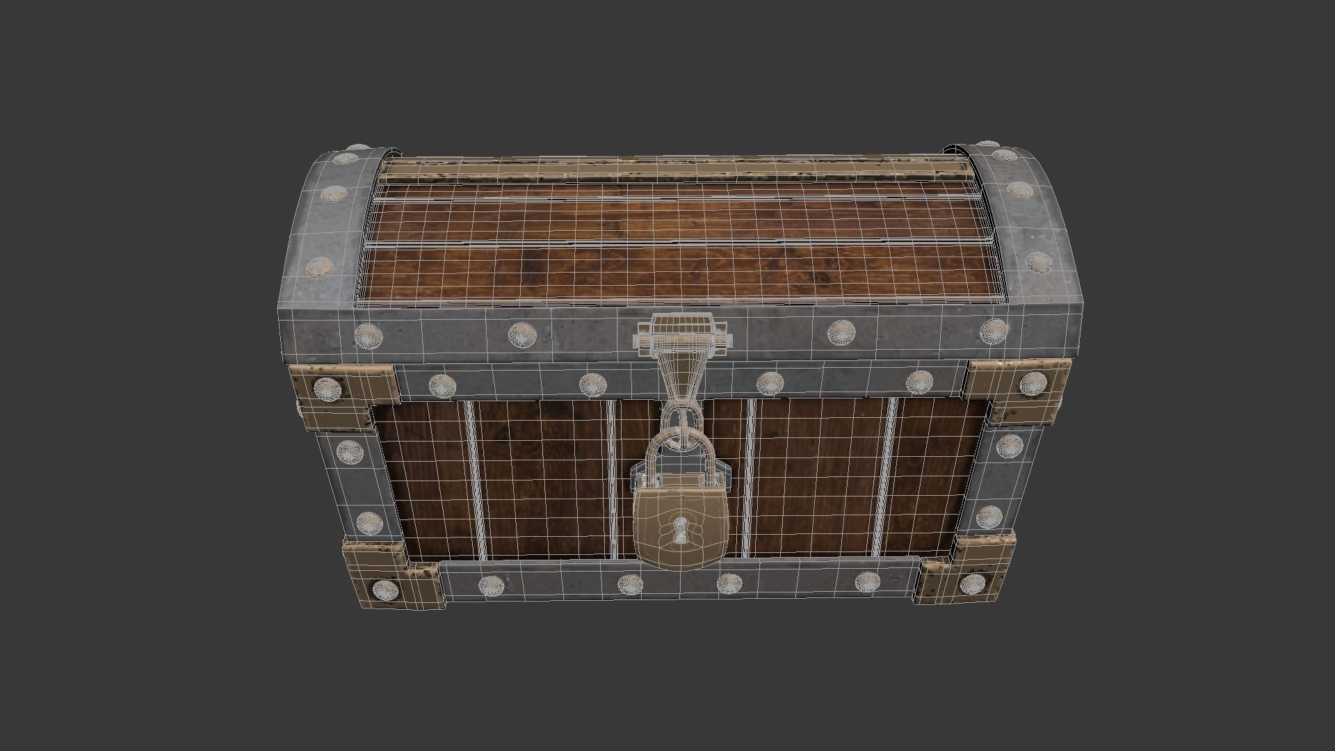 Treasure Chest with lock 3D model_10