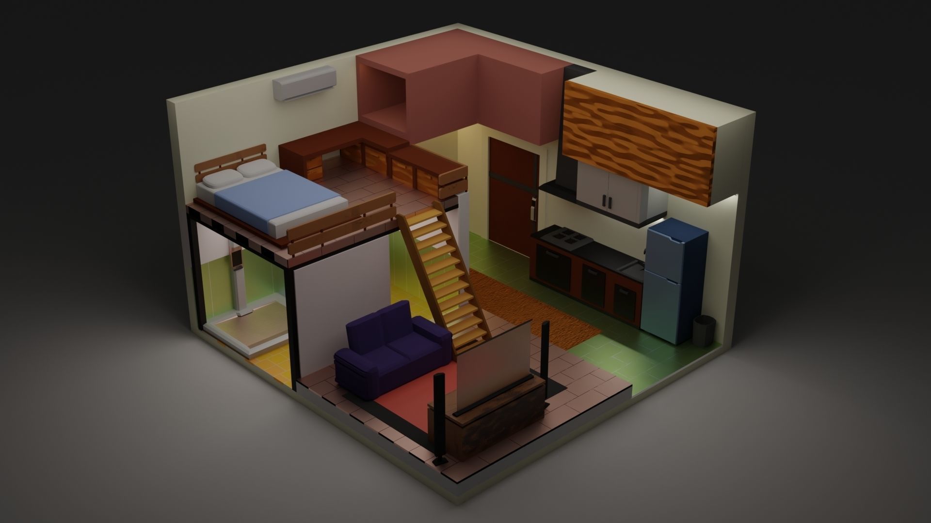 All In One Single Apartment 3D model_2