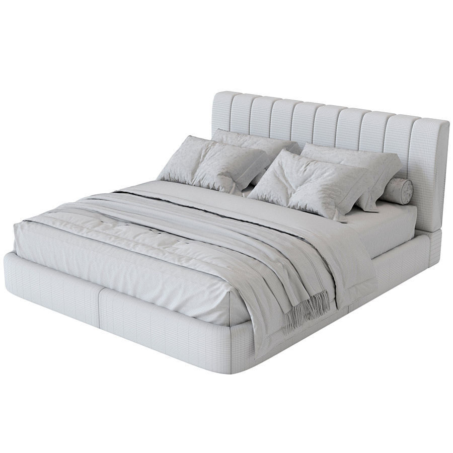white bed 3D model_4