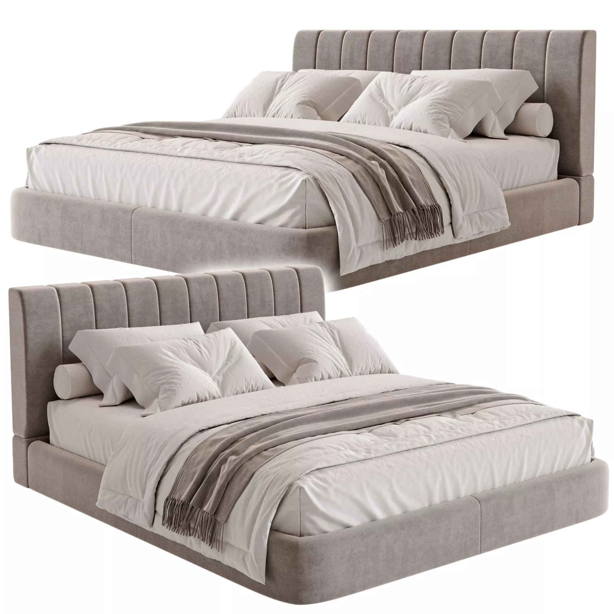 white bed 3D model_0