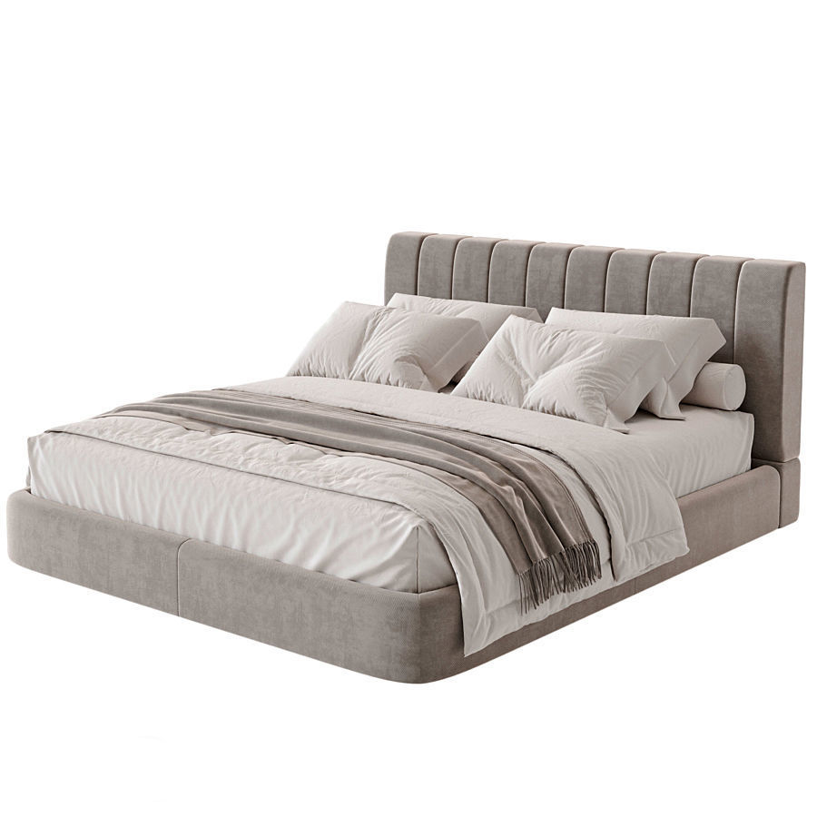 white bed 3D model_2