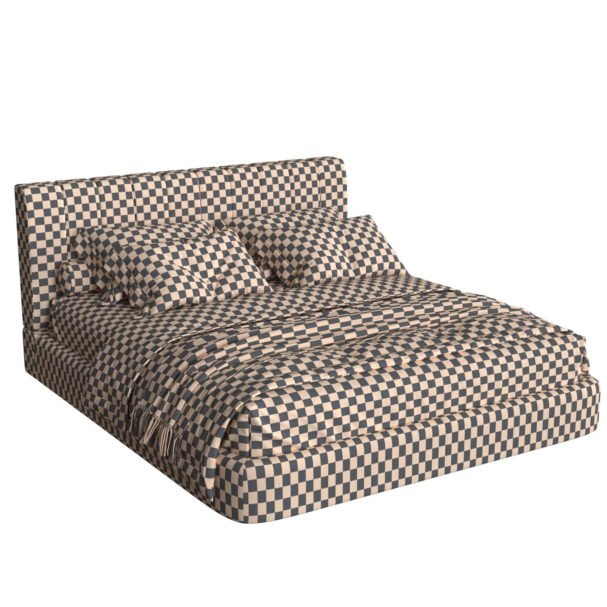 white bed 3D model_5