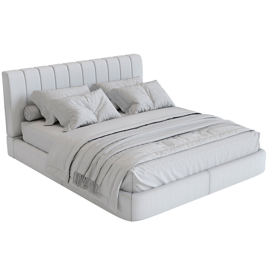 white bed 3D model_3