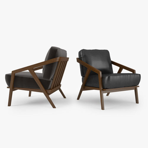 Dare Studio Katakana Lounge Chair and Ottoman 3D model 4
