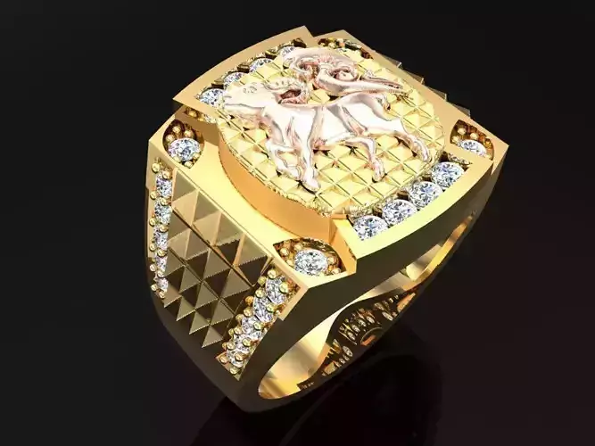 Goat ring - Mens goat ring - Mens ring - N1137