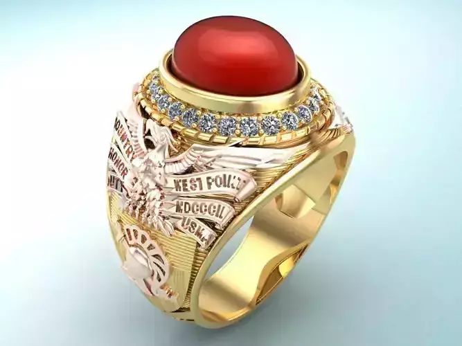 Eagle ring - War Rings - Army Ring - Mens Oval Stone Ring