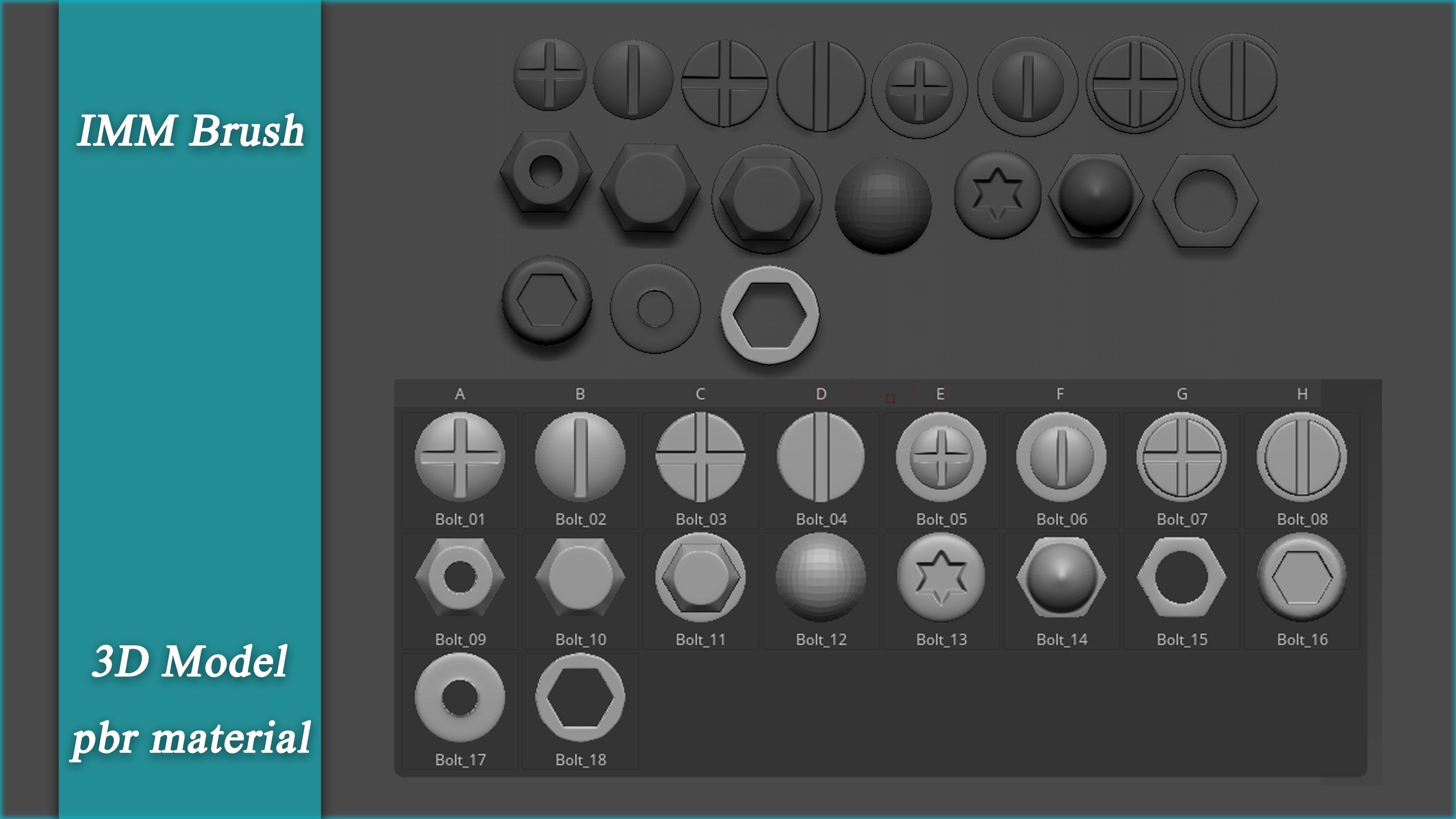 Bolt and Nuts IMM Brush - 3d model - textures 3D model_2