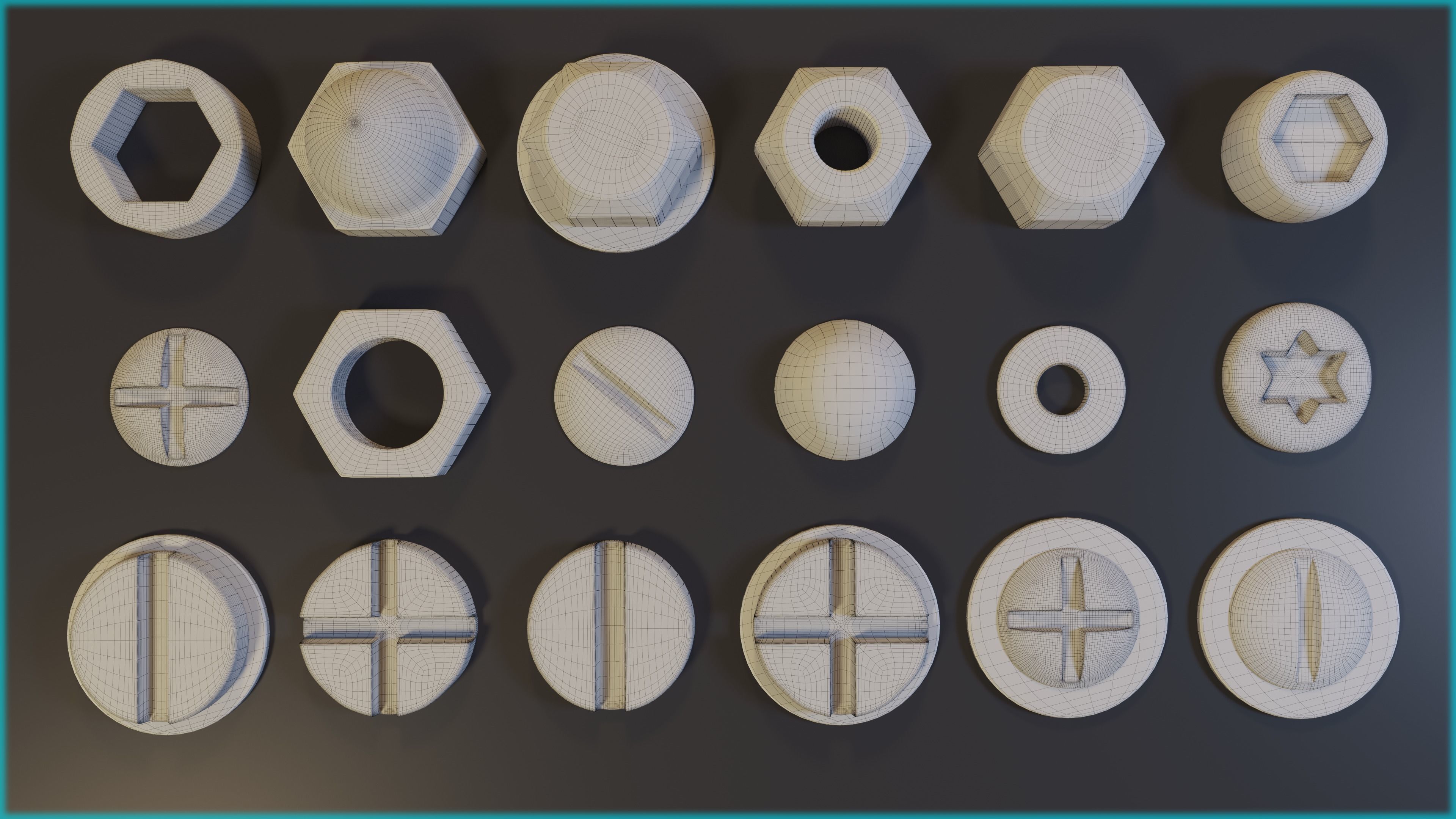 Bolt and Nuts IMM Brush - 3d model - textures 3D model_3