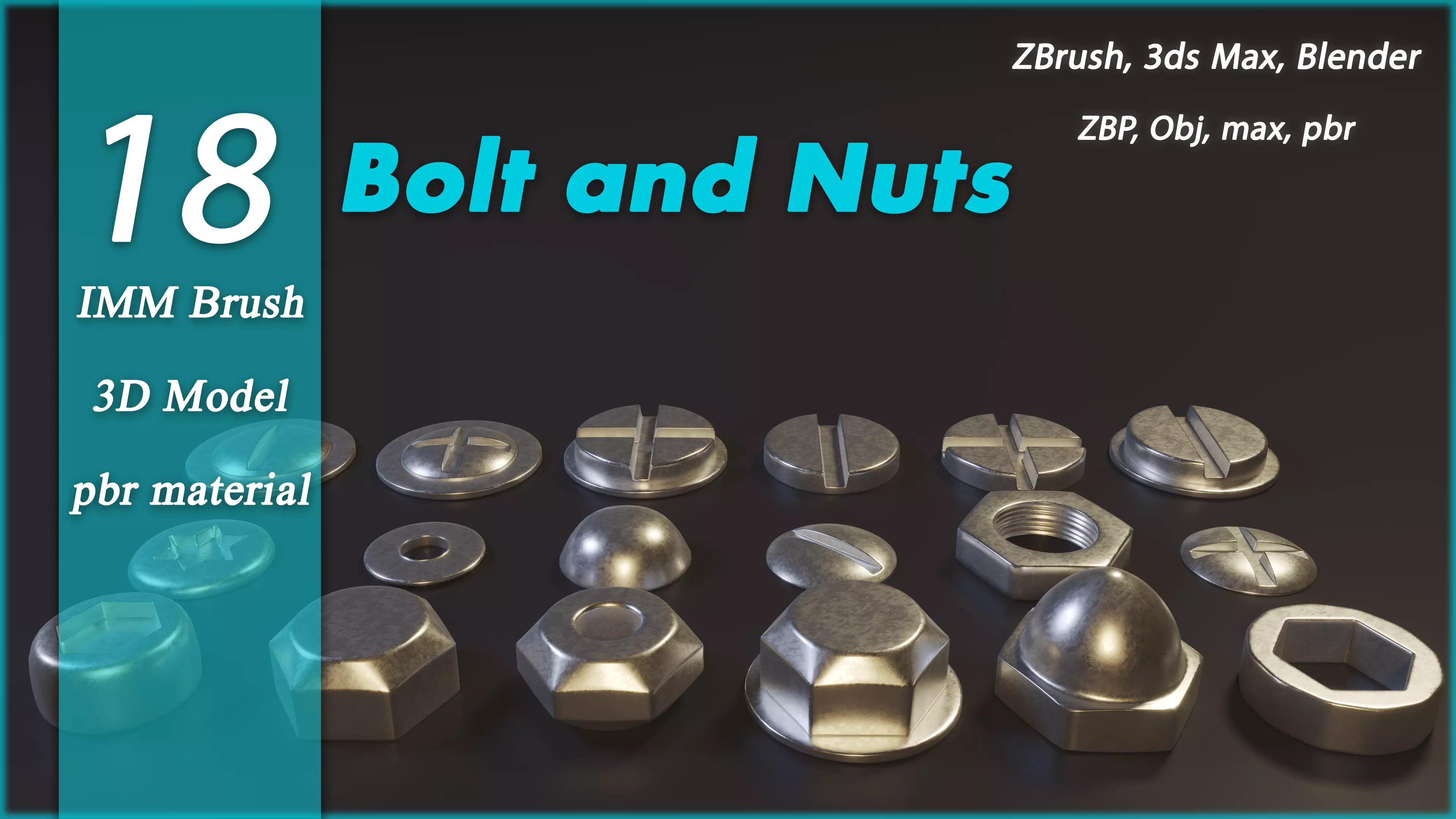 Bolt and Nuts IMM Brush - 3d model - textures 3D model_0