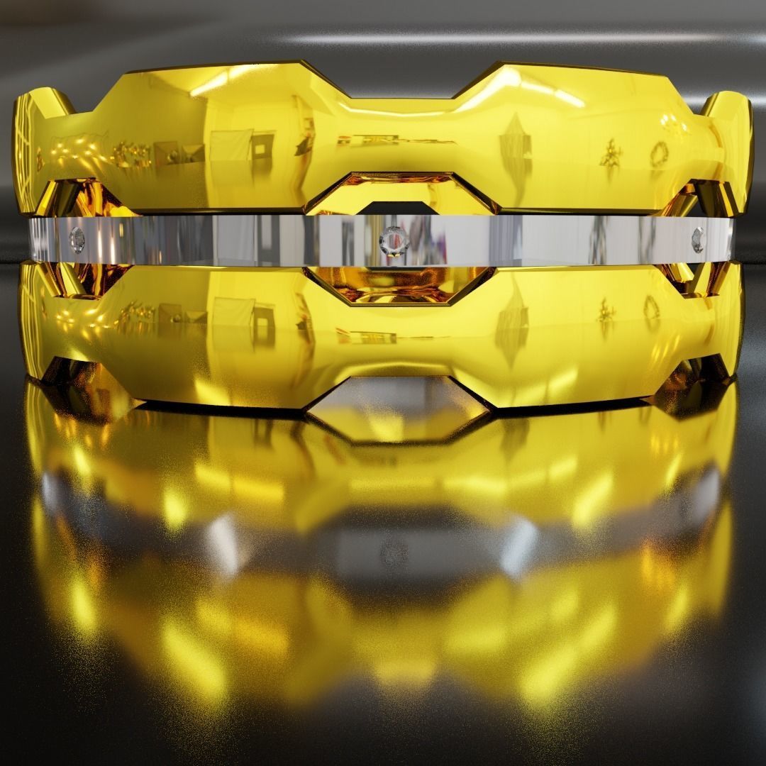 Gold ring with silver insert 3D model_5