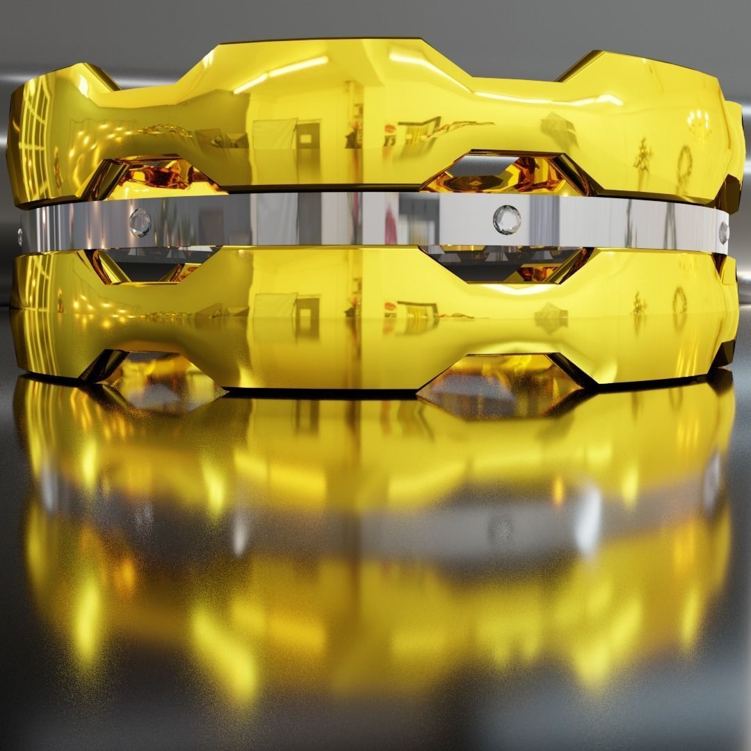 Gold ring with silver insert 3D model_4