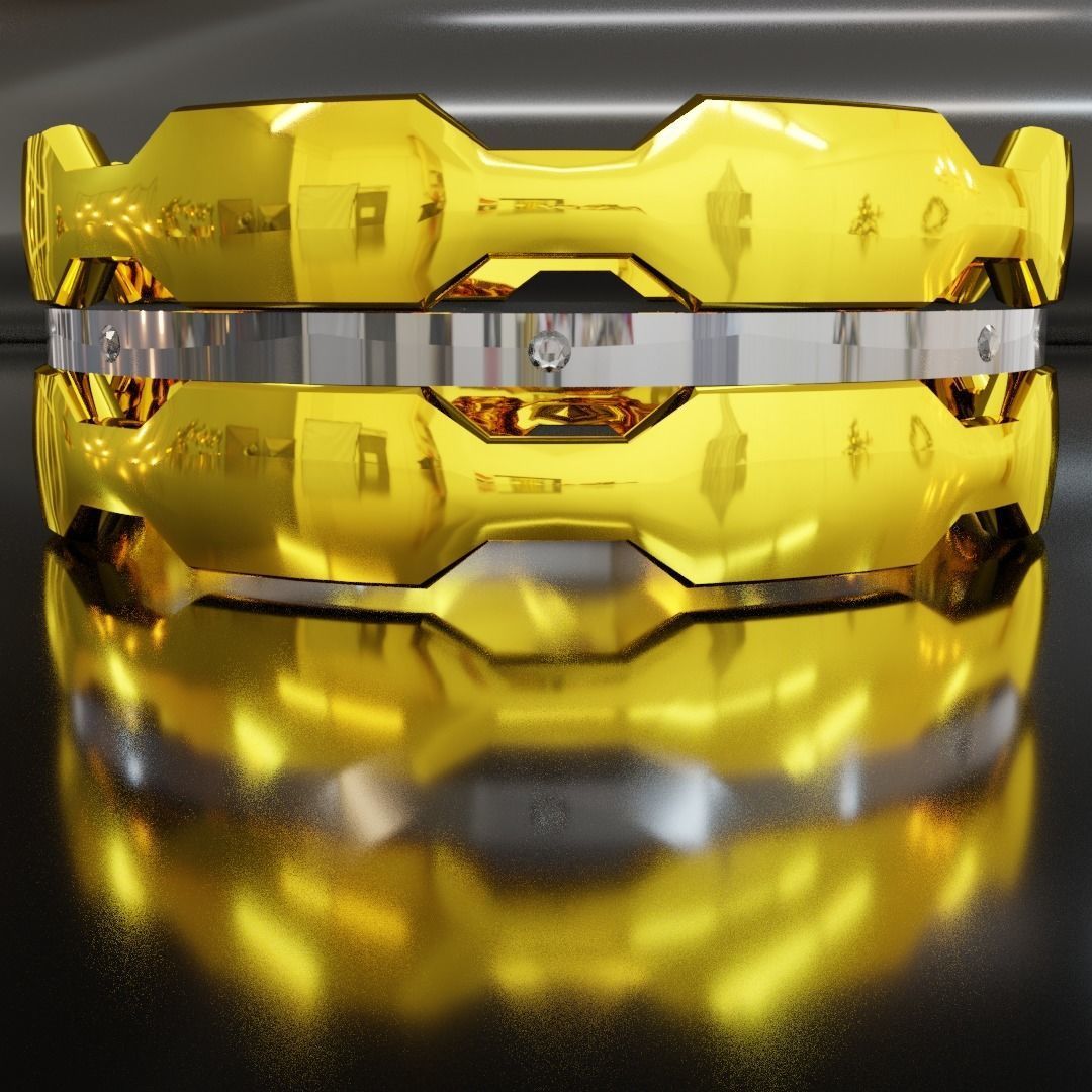 Gold ring with silver insert 3D model_3