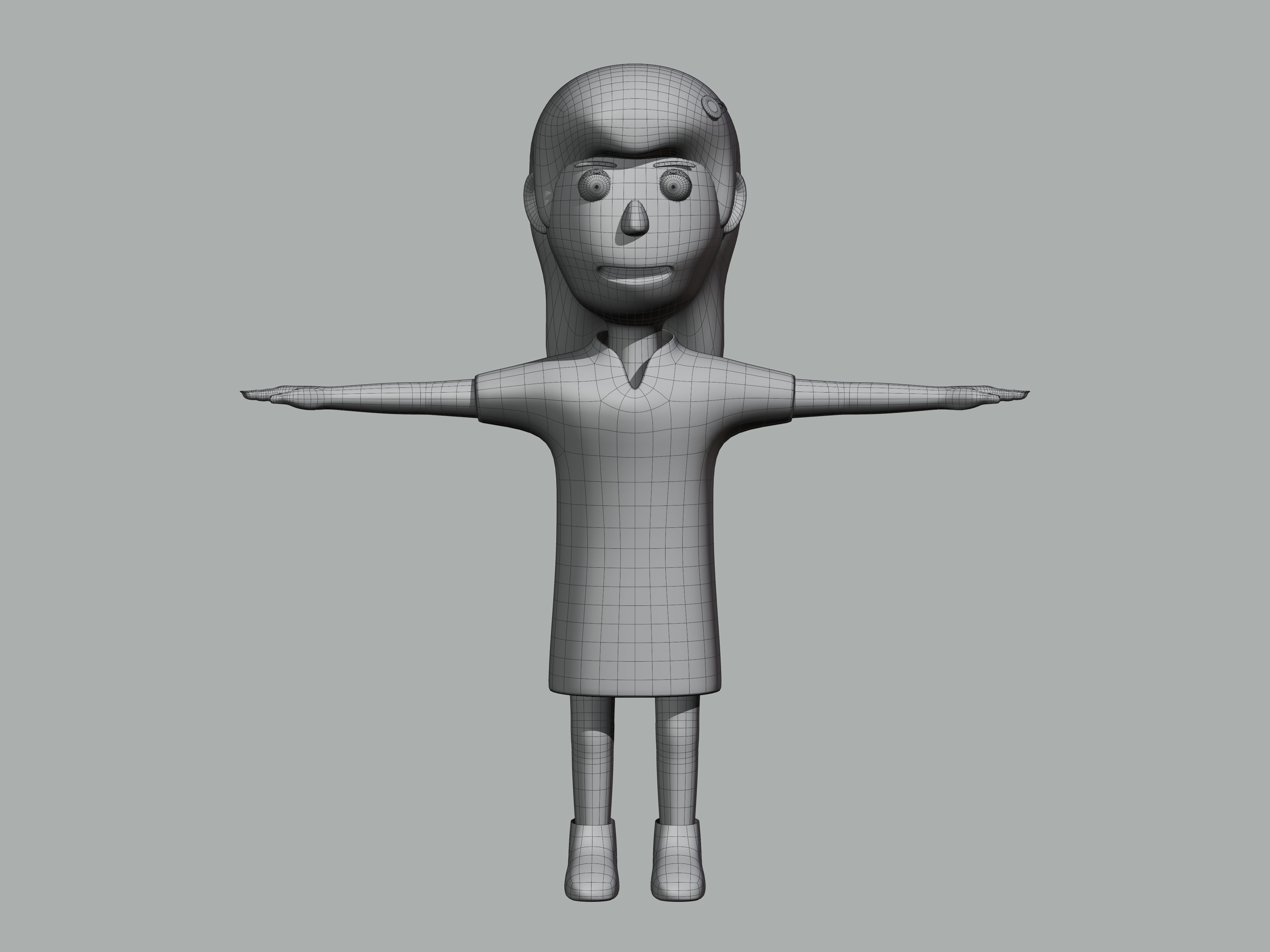 The big head kid Low-poly character 3D model_8