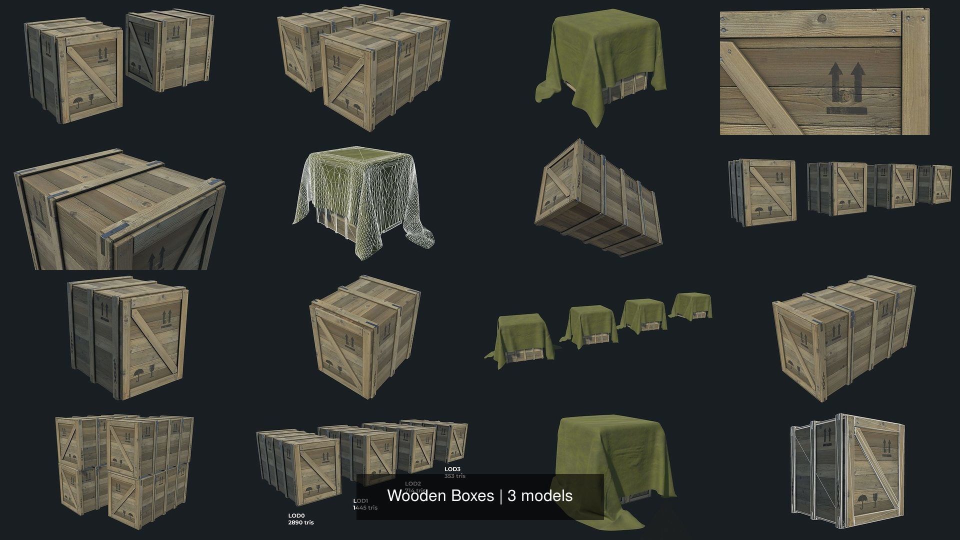 3D Model Pack Wooden Boxes VR / AR / low-poly | CGTrader