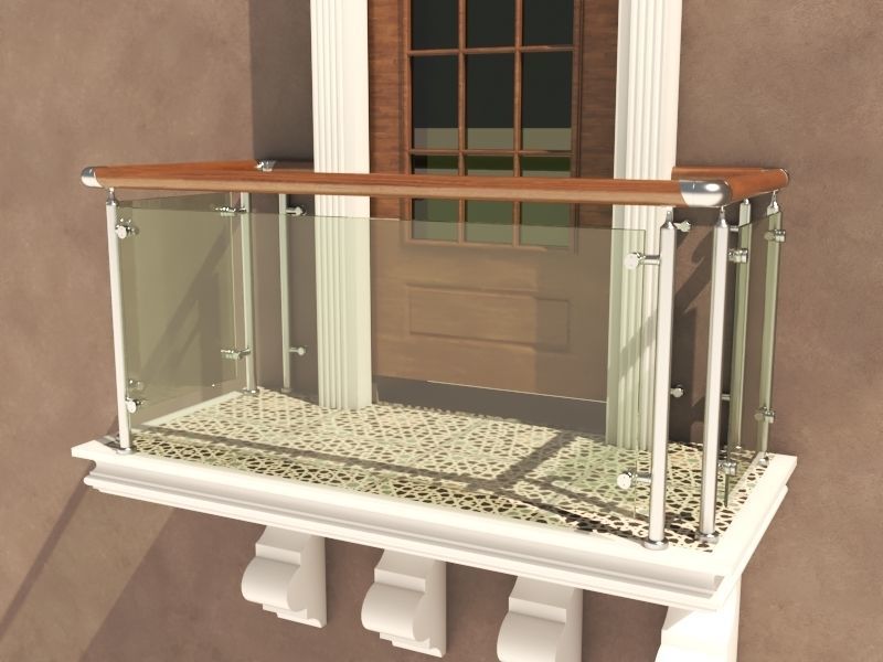 Balcony Glass Door 6 3D model_4