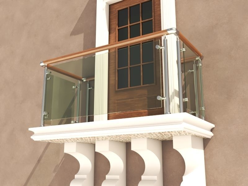 Balcony Glass Door 6 3D model_3