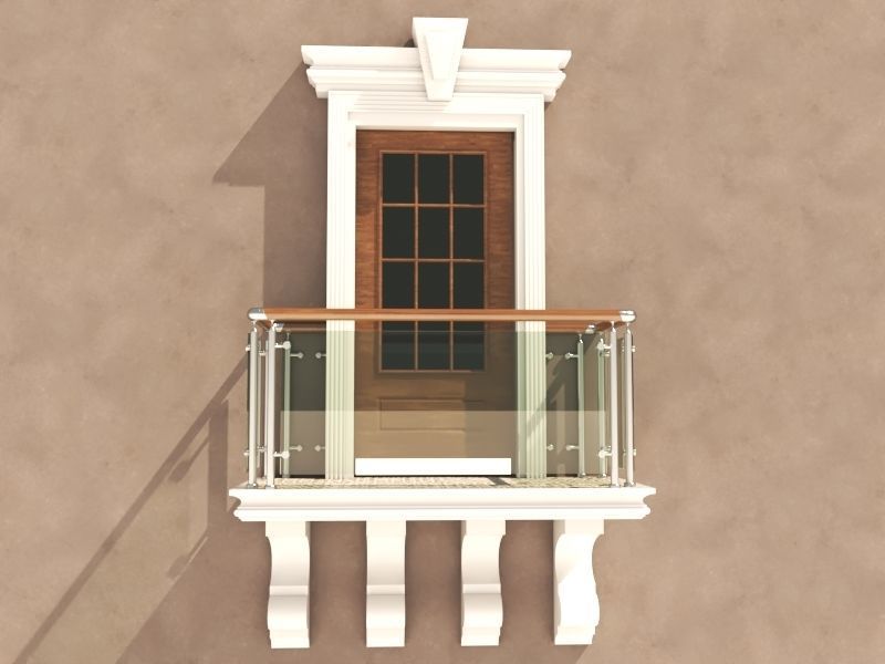 Balcony Glass Door 6 3D model_1