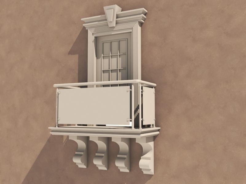 Balcony Glass Door 6 3D model_6