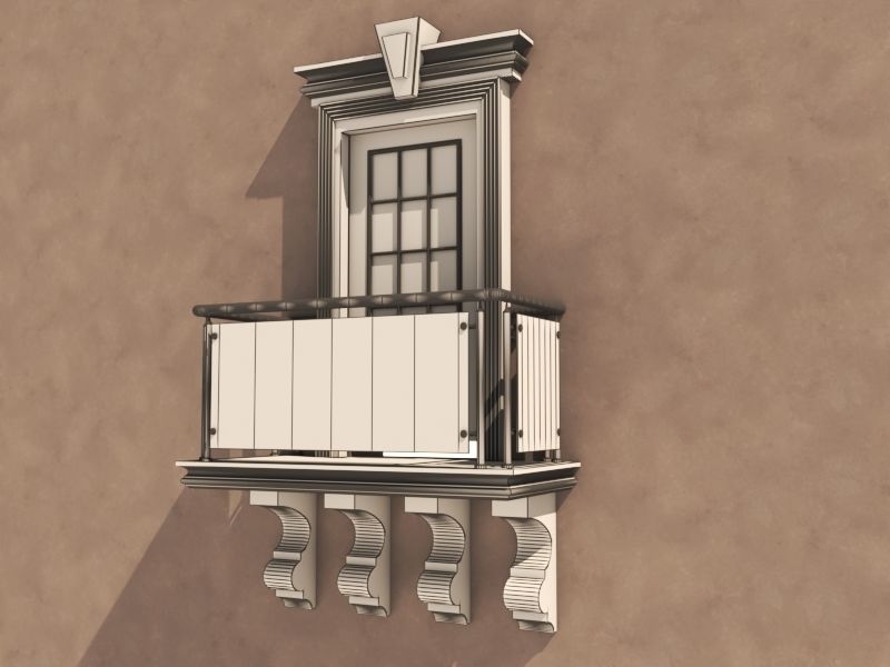 Balcony Glass Door 6 3D model_5