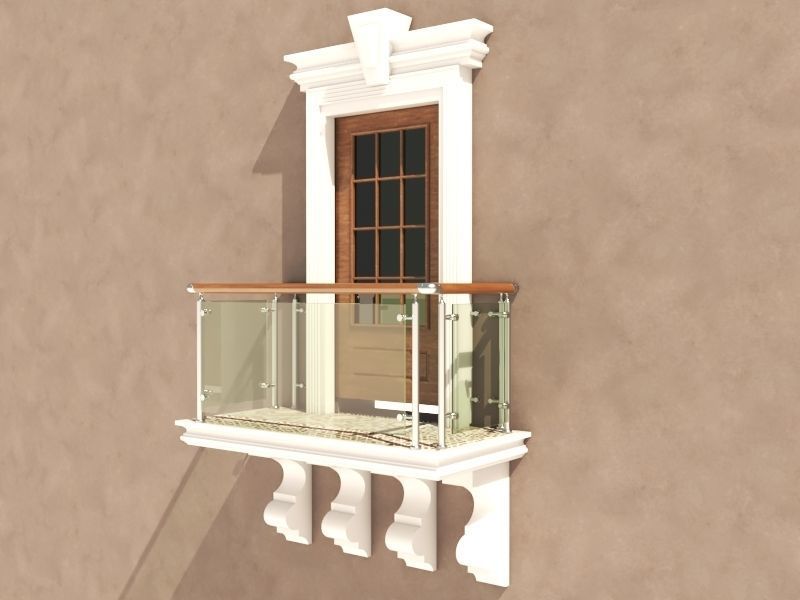 Balcony Glass Door 6 3D model_2