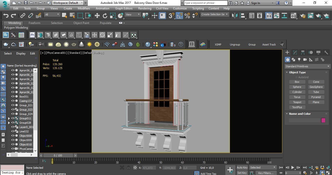 Balcony Glass Door 6 3D model_7