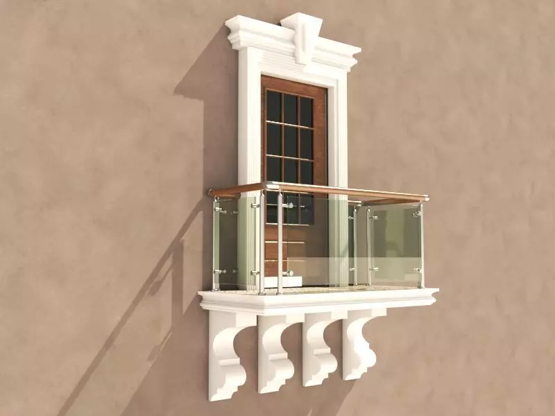 Balcony Glass Door 6 3D model_0