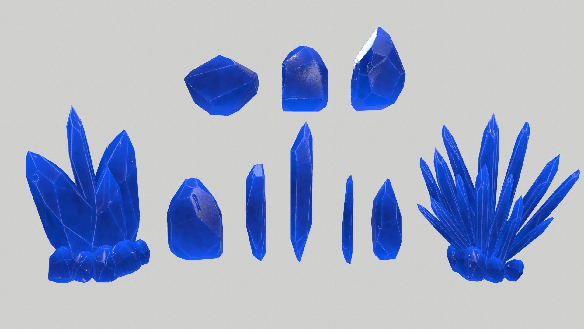 Crystal Set pencil Low-poly 3D model_1