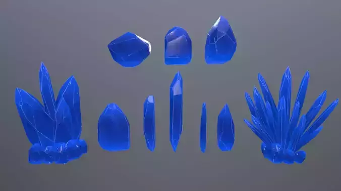 Crystal Set pencil Low-poly 3D model