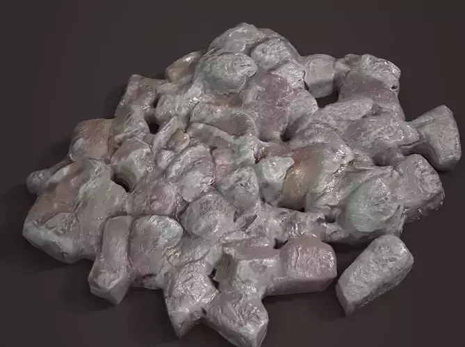 Raw Meat Cubes Low-poly 3D model