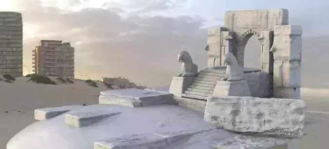 Babylonian stone ruins arch 3D model