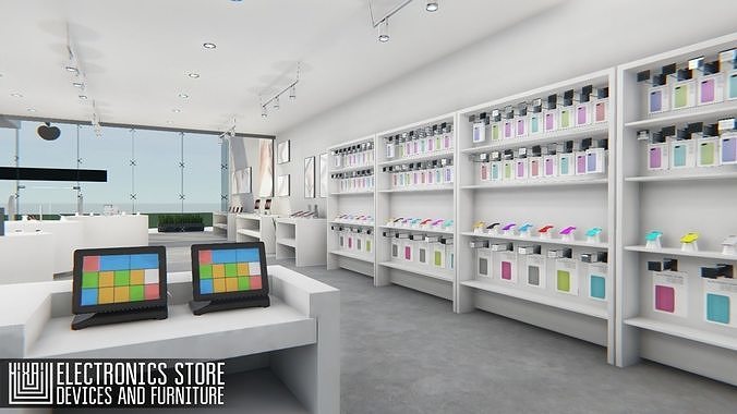 Electronics store - devices and furniture Low-poly 3D model 5