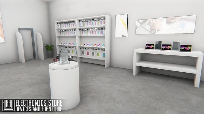Electronics store - devices and furniture Low-poly 3D model 6