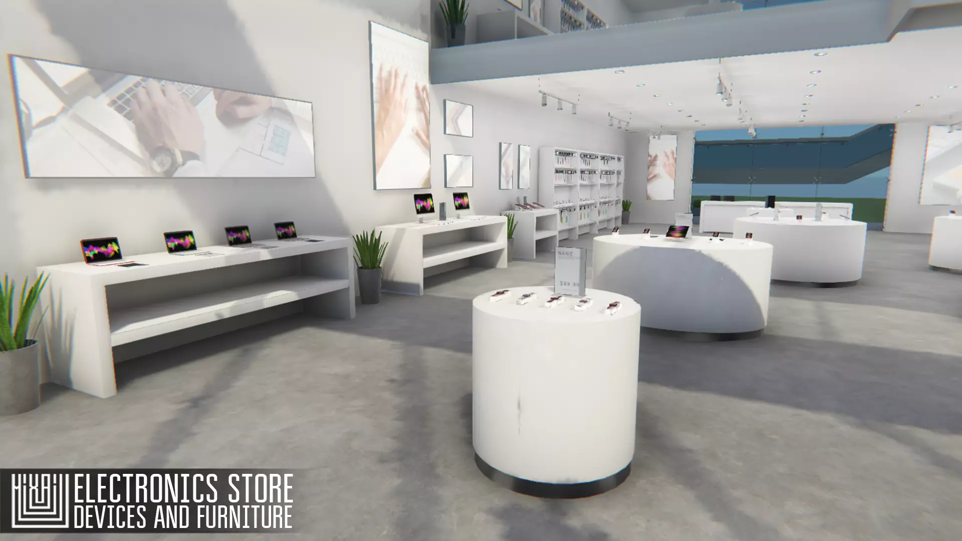 Electronics store - devices and furniture Low-poly 3D model