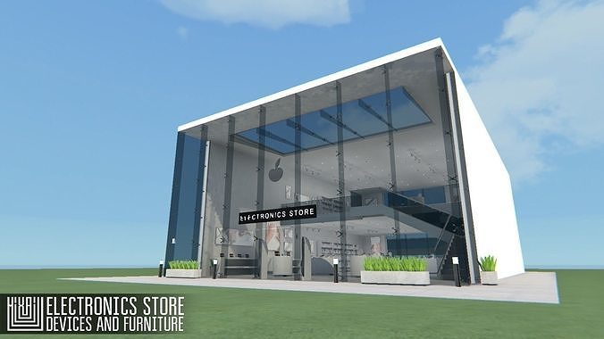 Electronics store - devices and furniture Low-poly 3D model 3
