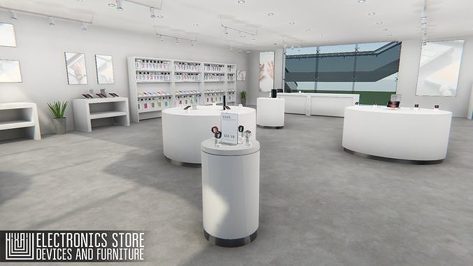 Electronics store - devices and furniture Low-poly 3D model 2