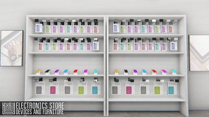Electronics store - devices and furniture Low-poly 3D model 7
