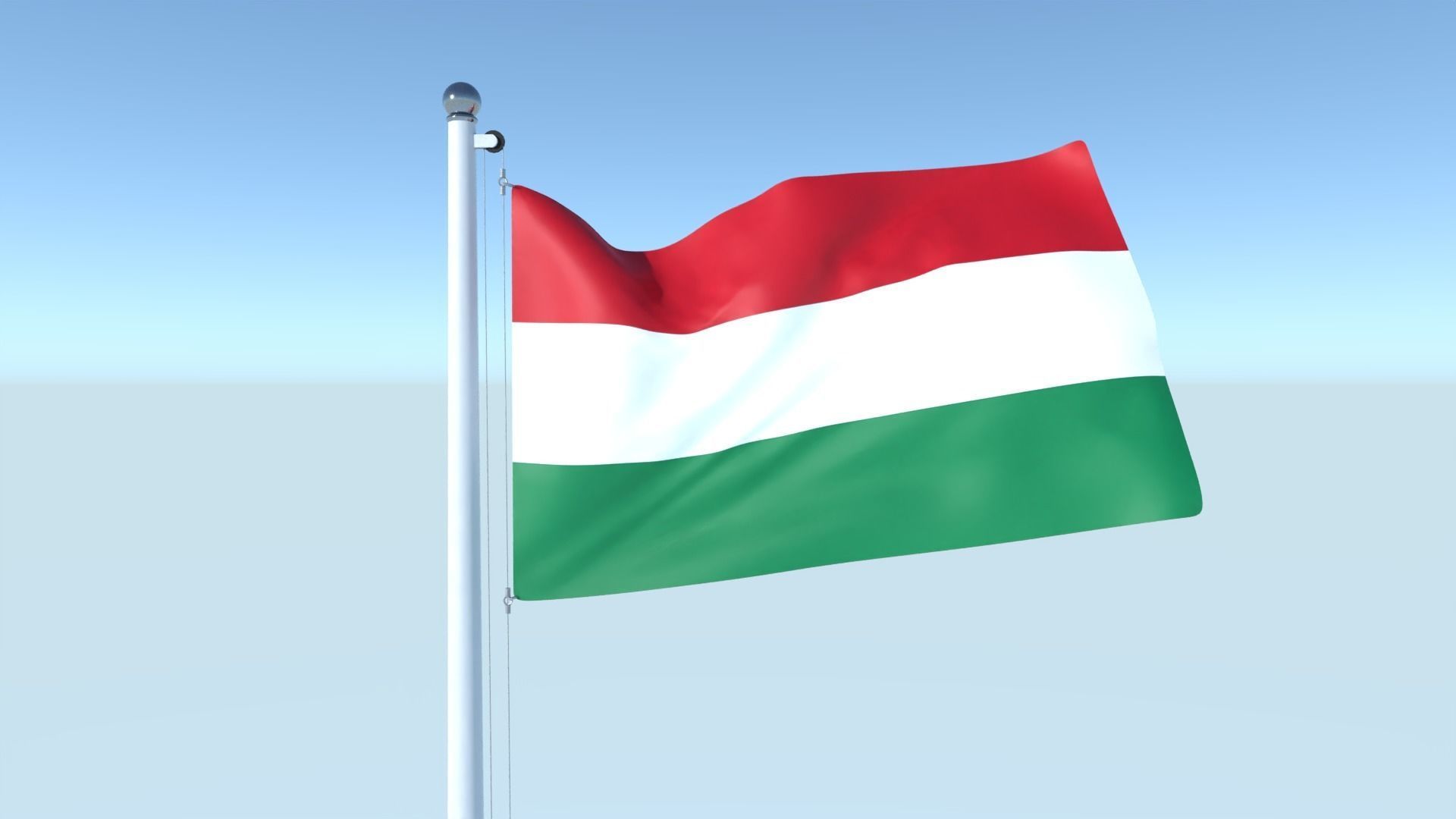 Animated Flag of Hungary Low-poly 3D model_1