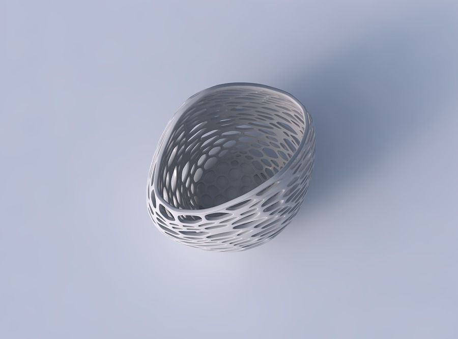 Bowl compressed 3 with squeezed and twisted organic lattice 3D print model_2