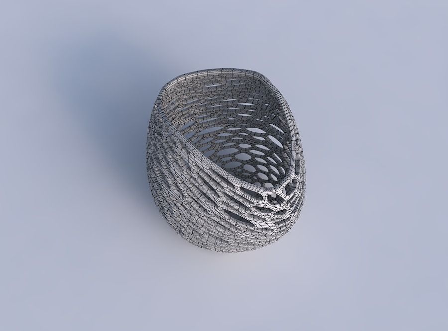 Bowl compressed 3 with squeezed and twisted organic lattice 3D print model_6