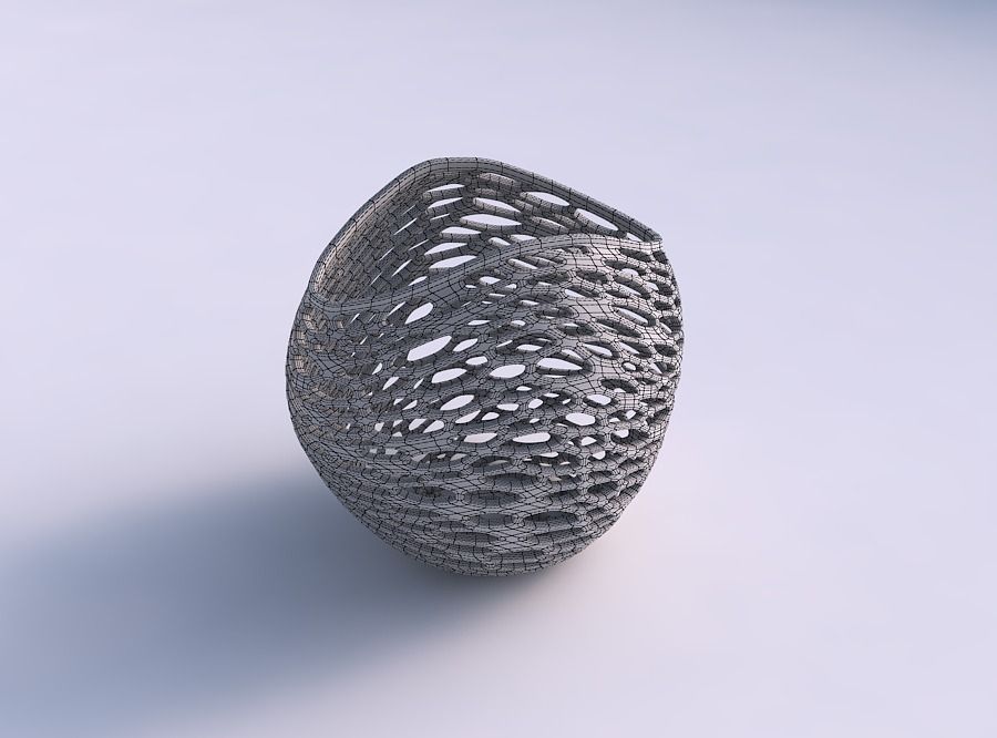 Bowl compressed 3 with squeezed and twisted organic lattice 3D print model_5