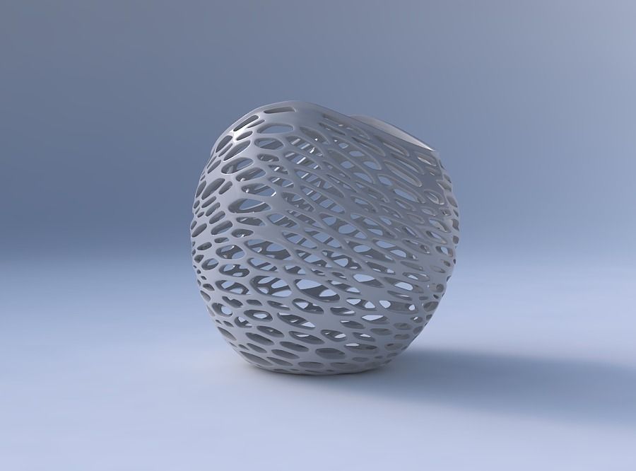 Bowl compressed 3 with squeezed and twisted organic lattice 3D print model_4