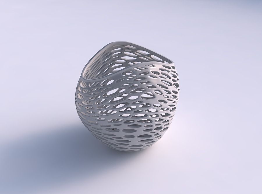 Bowl compressed 3 with squeezed and twisted organic lattice 3D print model_0