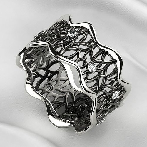 Unique Design Lace Rhodium Plating Gold Ring 3D print model