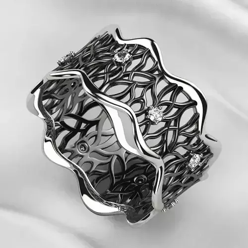 Unique Design Lace Rhodium Plating Gold Ring 3D print model