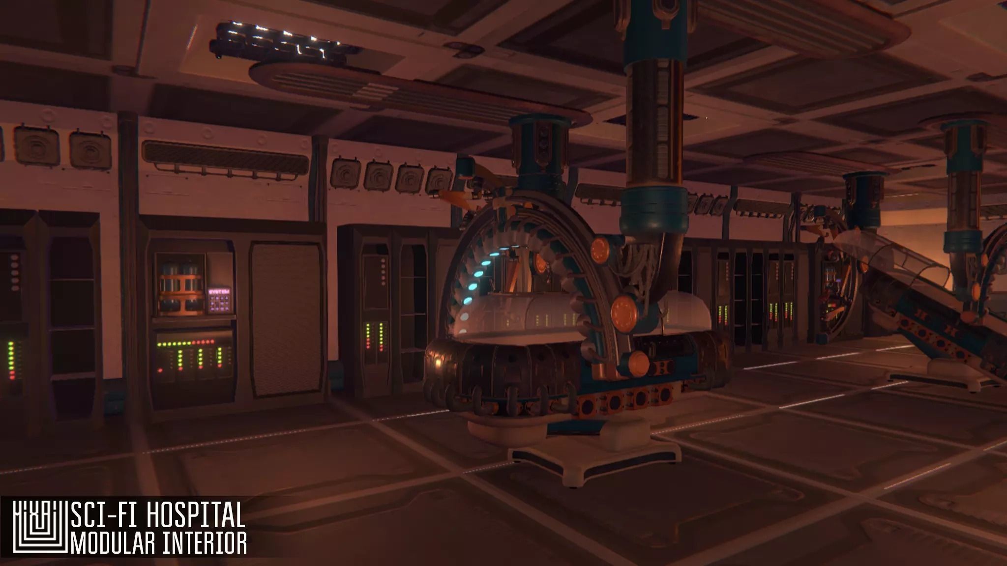 Sci-fi hospital - modular interior Low-poly 3D model_1